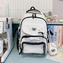 Schoolbag College Style Cute Girl Polka Dot Backpack High Value Student Daily Large Capacity Lightweight School Bag Pain Bag Backpack