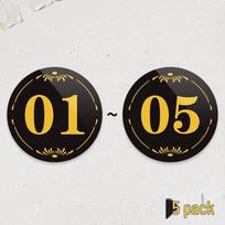 Round Acrylic Number Tags for Doors, Equipment, Cabinets, Counters, and Seats Round 01-05 (5 pcs) - 5x5 cm