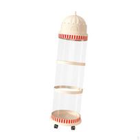 Toy Organizer Storage with Wheels Dust Cover Vertical Zoo Holder Castle Design for Toys Playroom 3 layers white