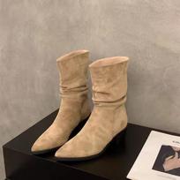 Moteriški batai Pavasaris ir Ruduo Suede Vienspalviai Batai Su Kroviniu Kulnu Chaki Nauji Prancūziški Moteriški Batai 35 brown
