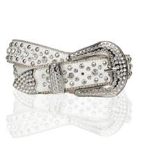 Rock Style Waist Belt with Shinning Rhinestone for Woman Men Jeans Formal Dress gray