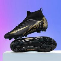 Football Boots Men Ultralight Society Match Trainers Boy Field TF/FG Cleats Soccer Shoes with Non Slip Feature Sport Genuine Football Shoes 35 black