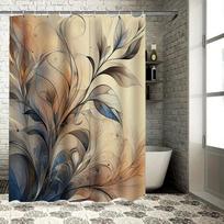 Moderni Dušo Užuolaida Vonios Kambariui Gėlių Rašto Audinio Dušo Užuolaidos Voniai Vandeniui Atsparios Vonios Dekoras Neutralių Atspalvių Lengvai Insta 180x180cm beige