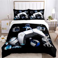 Cartoon White & Blue Robot Duvet Cover Set, Boys Bedroom Soft Gaming Bedding Set(1 * duvet cover + 2 * pillowcase, without core) 135x200cm white