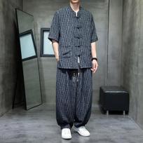 Mens Chinese Style Jacquard Tang Suit 2-Piece Set M