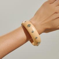6 Styles Brown Wooded Bracelets Bangles for Women Men Punk Irregular Geometric Rivet Beads Wide Bangle Jewelry Birthday Gifts beige