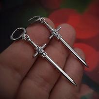 Personality Design Punk Goth Style Sword Drop Dangle Earrings for Men New Trend Hip Hop Rock Party Jewelry Accessories brown