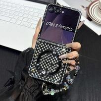 Case for Samsung Galaxy Z Flip 7 6 5 4 3 Magsafe Compatible Crystal Decor Beaded Wrist Strap Shockproof Cover Phone Bumpers Samsung Z Flip3