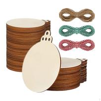 50Pcs 7.6cm Wooden Tags Unfinished Rounds with Hole, Christmas Hanging for DIY