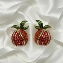 2026 Medieval Earrings, New Chinese Retro National Style Pomegranate Stud Earrings Jewelry white