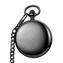 Gorben Classic Smooth Surface Mechanical Pocket Watch with Chain Xmas Birthday Wedding Father Day Gift juoda