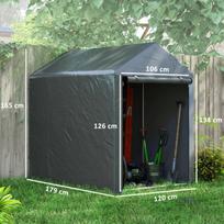 Garage Tent, Storage Tent With UV Protection, Zippered Door, Water-Repellent Foil Garage for Garden Equipment 160x218x172 cm