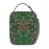 William Morris Lunch Bag Jacobean Floral Retro Lunch Box For Child Office Portable Insulated Cooler Bag Graphic Tote Food Bags One Size