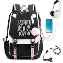 KATSEYE Retro Print Backpack Korean Style Campus Student Bookbag Large Capacity Fashion Daypack 60123-5 No. 1