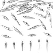 30Pcs 3 Style 304 Stainless Steel Pendants Cone/Spike Charm Stainless Steel Color 12~21.5x4mm Hole: 1.4mm 10pcs/style white