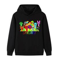 B1053 Kids Boys Girls Sprunki Print Long Sleeves Hoodie Outdoor Ouerwear 150cm žalia