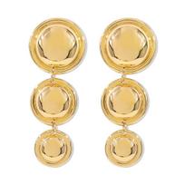 Europe and America Style Exaggerated Geometric Round Earrings for Women Personality Three Layer Smooth Stud Earring Jewelry Gift beige