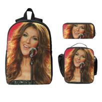 Celine Dion Kuprinė Berniukams Mergaitėms Knygų Krepšys Mokyklinė Kuprinė Pečių Krepšiai 3 vnt. Termo Pietų Krepšys Pieštukinė One Size