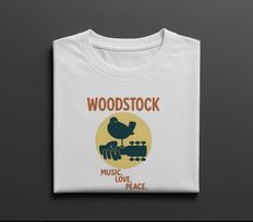 Woodstock Music Love Peace T-Shirt Retro Hippie Festival Vintage Graphic Tee S white