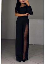 2024 European & American Style Autumn/Winter One-Shoulder High Slit Women's Jumpsuit M