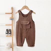 2024 Winter Korean Style Corduroy Baby Overalls - Boys & Girls One-Piece with Velvet Size 80 (for height 73-80cm) beige