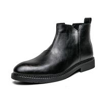 Madingi odiniai ankle boots su šoniniu užtrauktuku, laisvalaikio, madingi vyriški aukštakulniai batai, universalūs vyriški oficialūs batai, klasikiniai Chelsea batai 37