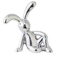 Cute Rabbit Figurine Modern Style Sitting Rabbit Ornament Silver Nordic Rabbit Statue Living Room Decoration white