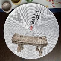 Round Ramie Insulation Pad New Chinese Style Flower Tea Mat Linen Non Slip Table Placemats Coffee Kitchen Coaster Accessories 38cm&Round gray