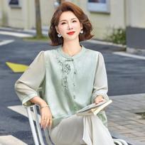 2026 Summer Chinese Style Fashion Top: Elegant Temperament Shirt for Middle-Aged & Elderly Women 4XL (for 135-145 jin) white
