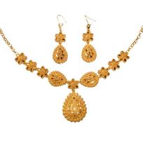 24K Gold Dubai Jewelry Sets Gifts Dubai India Style Gold Color Necklace Earring Set Plated Flower Shape auksas