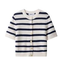 European and American style, new women's clothing, fashionable and versatile, fashionable and textured knitted cardigan top S white