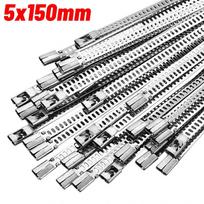 30/10PCS Stainless Steel Cable Ties 5mm Stepped Heavy Duty Self-Locking Cable Tie Multi-Purpose Metal Exhaust Wrap Locking Ties 10PCS