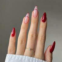 24Pcs Wine Red French Almond Press On Nails Simple Artificial Nail Tips Fake Nails brown