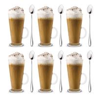 Tadar Latte Anastazja 6 stiklinių ir 6 ilgų šaukštelių rinkinys, 300 ml