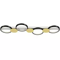 HOMCOM LED lubinis šviestuvas 38W 1500LM 3000K-6500K, svetainės lubinė lempa su 4 lemputėmis ir nuotolinio valdymo pulteliu, juoda+auksinė