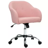 HOMCOM namų biuro kėdė, ergonomiška rašomojo stalo kėdė, pasukama, reguliuojamo aukščio biuro kėdė su sūpynės funkcija, pliušinis aksominis dizainas, kosmetinė kėdė miegamajam, darbo kambariui, rožinė