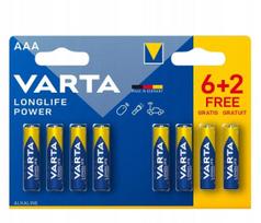 Varta Longlife Power AAA šarminės baterijos, 8 vnt.