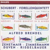CD Schubert* / & Mozart* - & Alfred Brendel · & Zehetmair* · & Zimmermann* · & Duven* · & Riegelbauer* - Forellenquintett = The Trout = La Truite = La Trota  / Piano Quartet In G Minor (naudota)