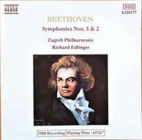 CD Beethoven*, & Zagreb Philharmonic*, & Richard Edlinger - Symphonies Nos. 5 & 2 (naudota)
