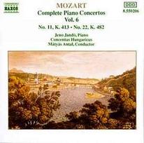 CD Mozart* / & Jenö Jandó, & Concentus Hungaricus, & Mátyás Antal - Complete Piano Concertos Vol. 6 - No. 11, K. 413, No. 22, K. 482 (naudota)
