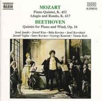 CD Mozart*, & Beethoven* - & Jenö Jandó, & József Kiss, & Béla Kovács, & Jenö Keveházi*, & Jozsef Vajda*, & Imre Kovács*, & György Konrád, & Tamás Koó - Piano Quintet, K. 452 / Adagio And Rondo, K. 617 / Quintet For Piano And Wind, Op. 16 (naudota)