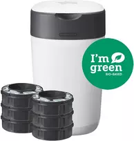 TOMMEE TIPPEE SANGENIC TWIST AND CLICK ADVANCED SAUSKELNIŲ KONTEINERIO IR 6 VNT. KASEČIŲ RINKINYS, Baltas