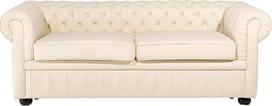 Beliani 3 vietų sofa CHESTERFIELD natūrali oda šviesiai smėlio spalvos