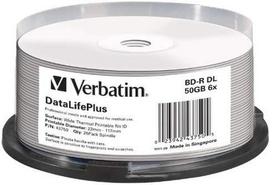 BD-R DL Verbatim 50GB 6x Wide Baltas Thermal Printable - No ID Brand (spindle 25)