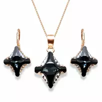 Diamond Sky Jewelry Papuošalų rinkinys moterims „Crystal Rhombus II (Graphite Lite Chrome)“ su Swarovski® kristalais