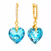 Diamond Sky Jewelry Sidabriniai auskarai „Romantic Heart III (Aquamarine Shimmer)“ su Swarovski® kristalais