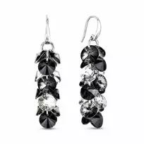 Diamond Sky Jewelry Sidabriniai auskarai „Flamenco (Sidabrinis Night / Jet)“ su Swarovski® kristalais