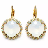 Diamond Sky Jewelry Auskarai „Glare III (Baltas Opal)“ su Swarovski® kristalais