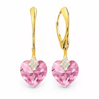 Diamond Sky Jewelry Sidabriniai auskarai „Cute Valentine (Light Rose)“ su Swarovski® kristalais