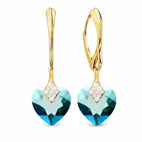 Diamond Sky Jewelry Sidabriniai auskarai „Cute Valentine (Emerald Shimmer)“ su Swarovski® kristalais